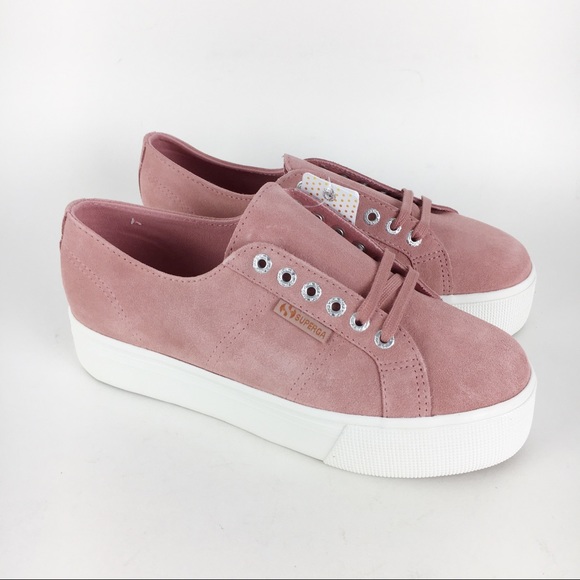 NEW Superga 2790 SUECOTLINW Pink Peach Suede Leather Platform Sneakers Shoes 8.5 - Picture 2 of 14